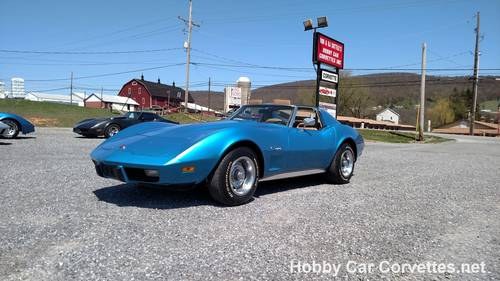1975 Bright Blue Corvette Tan Int 4spd For Sale