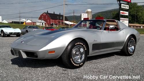 1975 Silver Corvette Dark Red Int  For Sale