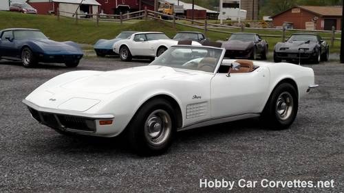 1971 White Corvette Saddle Int Convertible For Sale  In vendita