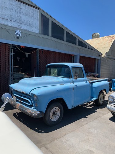 1957 CHEVY CALIFORNIA STEPSIDE PROJECT $12,300.  SOLD For Sale