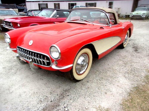 1956 Chevy Corvette Convertible C1 Roadster 2 Tops Red $65k For Sale