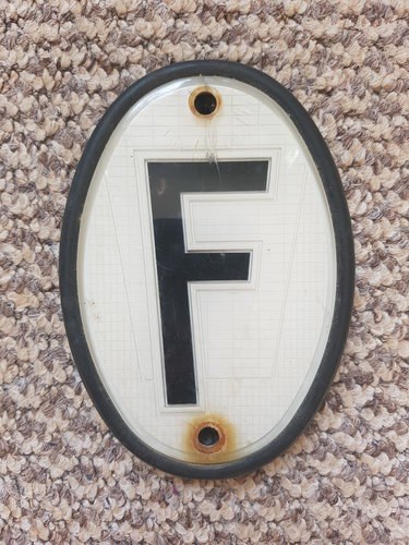 1960 Rare Vintage Quillery France 'F' Country Badge For Sale