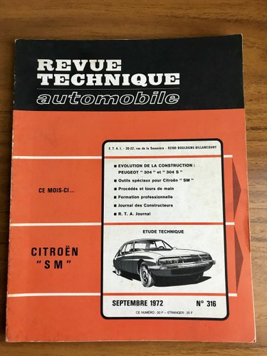 Citroen SM French Workshop Manual/ Revue Technique In vendita