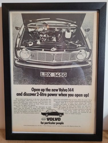 1961 Original 1968 Volvo 144 Framed Advert For Sale