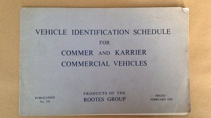 Commer & Karrier Vehicle Ident Schedule Book