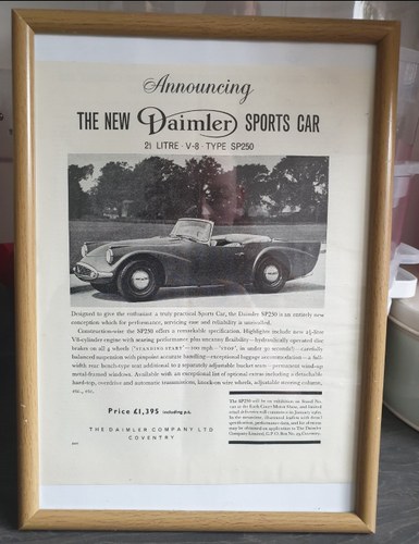 1959 Original Daimler Dart Framed Advert SOLD