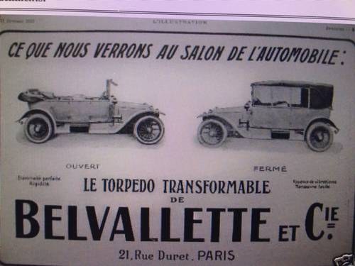 Delage CO 1920 Torpedo Transformable - Belvallette For Sale