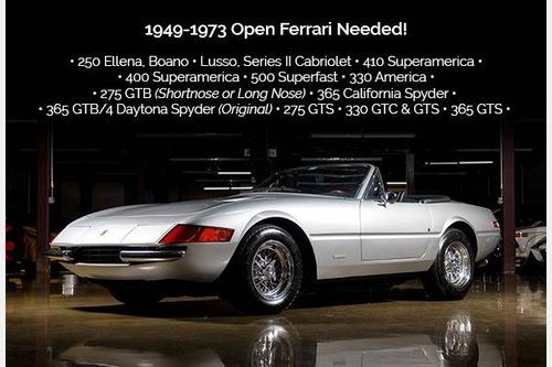 1952 Wanted = WTB = Rare Ferrari Cars  + Others ISO Projects