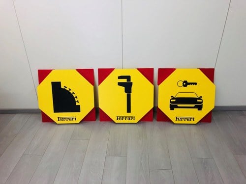 1980 Ferrari Garage Sign plastic 3 items For Sale