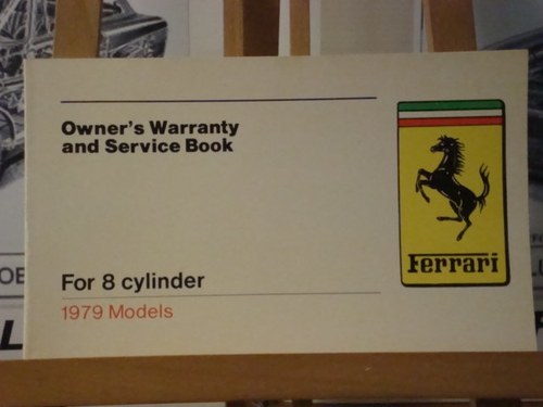 Ferrari Factory Original Warranty Book for 8 cylinder cars SOLD