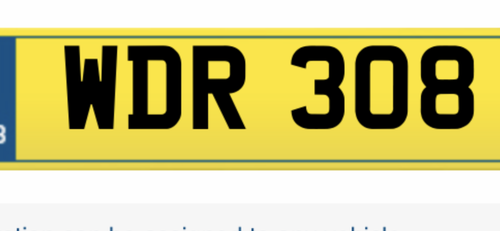 Wdr 308 number plate For Sale