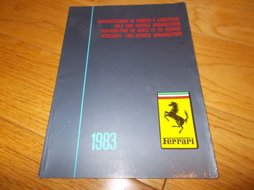 ferrari 1983 model year sale and service book In vendita
