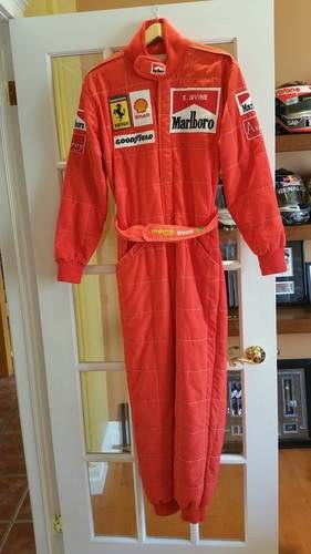 1996 Eddie Irvine race Ferrari Momo suit signed For Sale