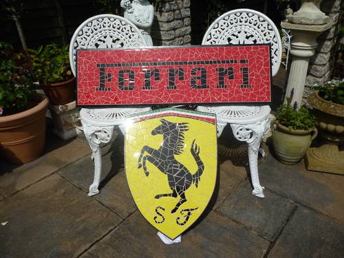 Ferrari Mosaic Shield And Sign For Sale