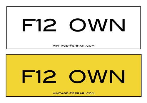 Ferrari F12 Number Plate In vendita