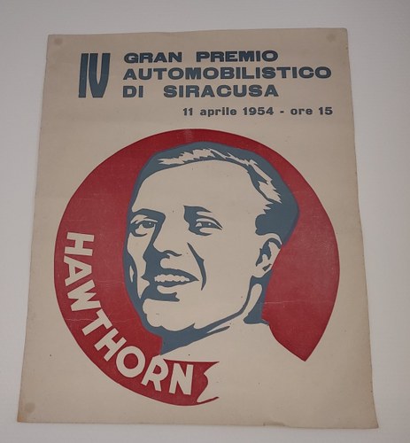 1954 Formula 1 poster Mike Hawthorn GP Syracusa In vendita