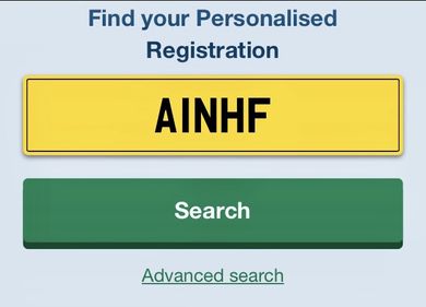 Picture of A1NHF personalised reg number on retention