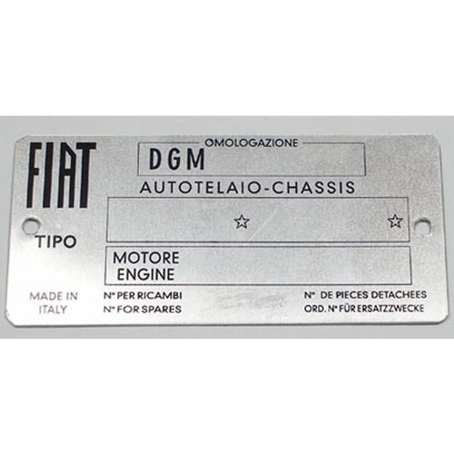 Car identification plate, 40 x 80 mm, Fiat For Sale