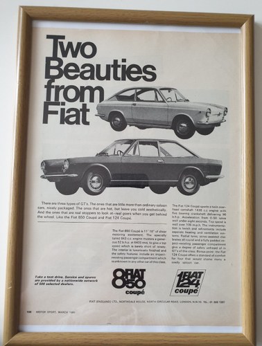 1968 Fiat Coupé advert Original  VENDUTO