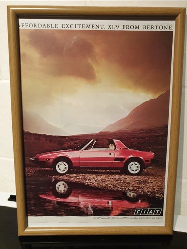 1983 Fiat X1/9 Framed Advert Original  For Sale