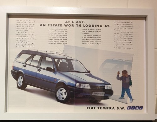 1992 Fiat Tempra Framed Advert Original  For Sale