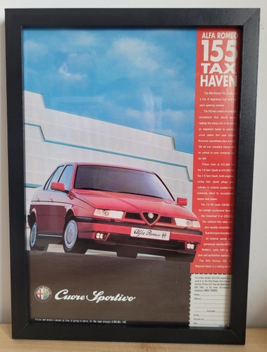 1975 Original 1993 Alfa Romeo 155 Framed Advert For Sale
