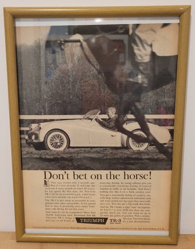 1985 Original 1960 Triumph TR3 Framed Advert For Sale