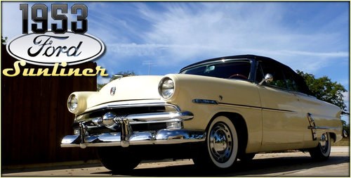 1953 Ford Crestline Sunliner = clean Ivory(~)Maroon  $45k For Sale