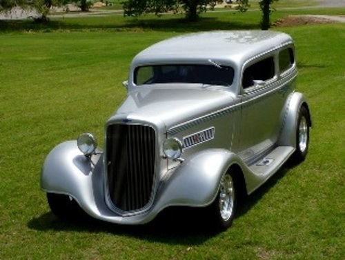 1934 Chevrolet Sedan = Custom cool Silver(~)Tan  $49.5k For Sale