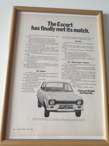 Original 1970 Escort RS1600 Advert VENDUTO