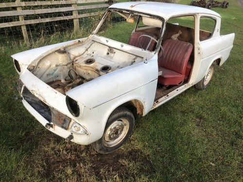 1963 Ford Anglia 105e rolling body shell race car rally For Sale