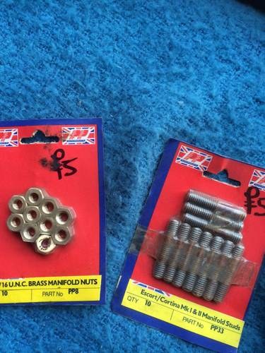 1970 FORD ESCORT CORTINA BRASS MANIFOLD NUTS For Sale
