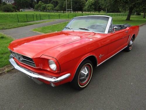 1965 ford mustang convertible, red with cream hood For Sale
