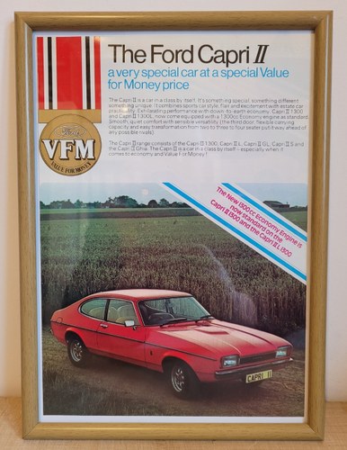1964 Original 1976 Ford Capri MK2 Framed Advert For Sale