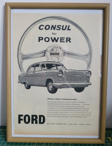 1956 Original 1958 Ford Consul Framed Advert For Sale