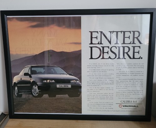 1967 Original 1991 Vauxhall Calibra 4X4 Framed Advert In vendita