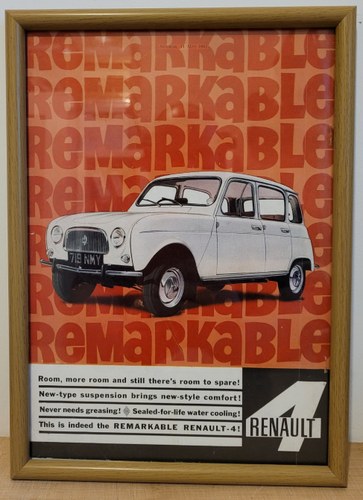 1972 Original 1962 Renault 4 Framed Advert For Sale