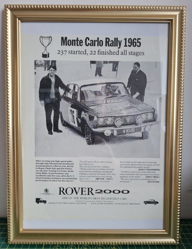 1987 Original 1965 Rover P6 Framed Advert For Sale