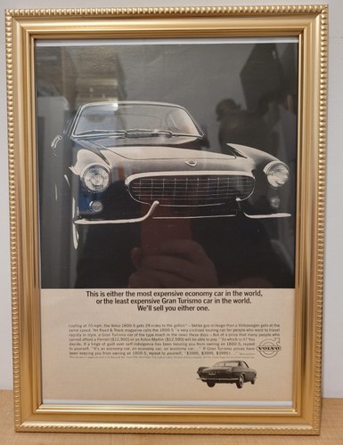 1963 Original 1964 Volvo P1800S Framed Advert For Sale