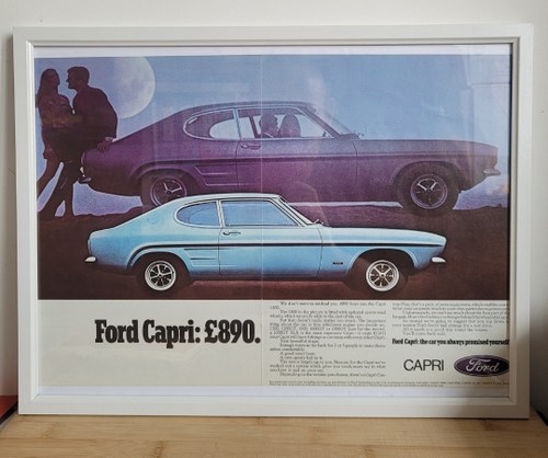 1991 Original 1969 Ford Capri 1300 Framed Advert In vendita