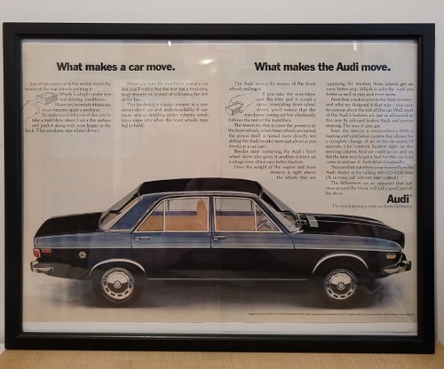 Original 1970 Audi 100 Framed Advert For Sale
