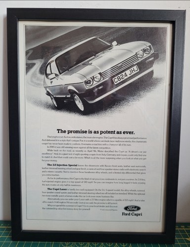 1985 Original 1986 Ford Capri Framed Advert For Sale