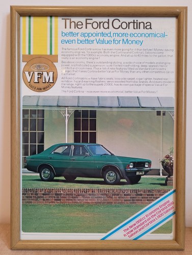 1985 Original 1976 Ford Cortina MK3 Framed Advert For Sale