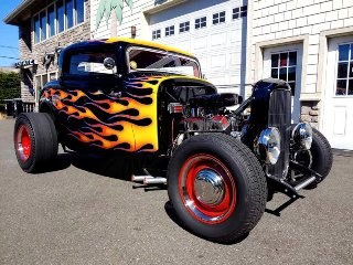 1932 Ford Coupe Custom Black with Flames Rodder Magazin For Sale