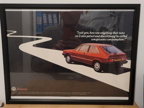 1968 Original 1980 VW Scirocco Framed Advert For Sale