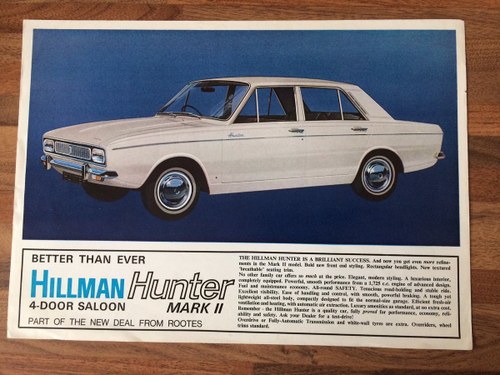 Hillman Hunter Mk2 sales pamphlet For Sale