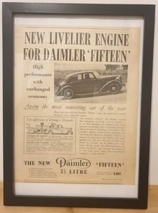1969 Original 1938 Daimler 15 Framed Advert  For Sale