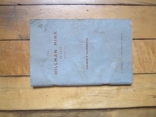 1960 Hillman Minx Owner's Handbook In vendita