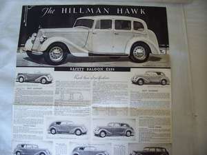 1937 HILLMAN HAWK SALES BROCHURE For Sale (picture 2 of 6)