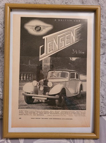 1981 Original 1936 Jensen Framed Advert For Sale